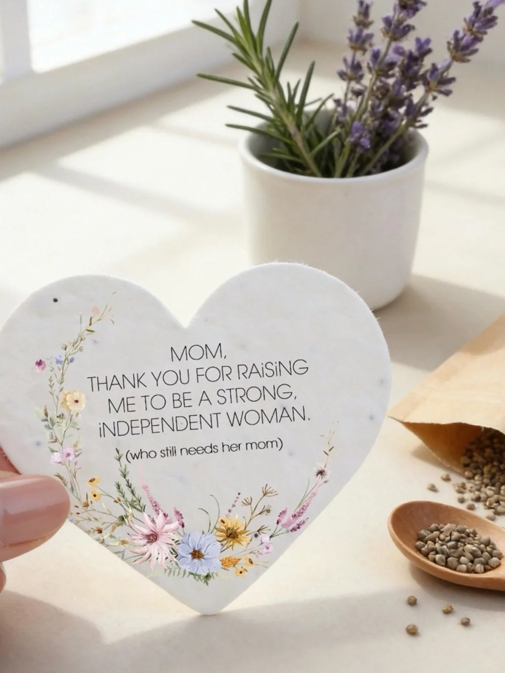 Handmade 24Botanical Large Heart Shaped Seed Paper Invitations:Memorabilia